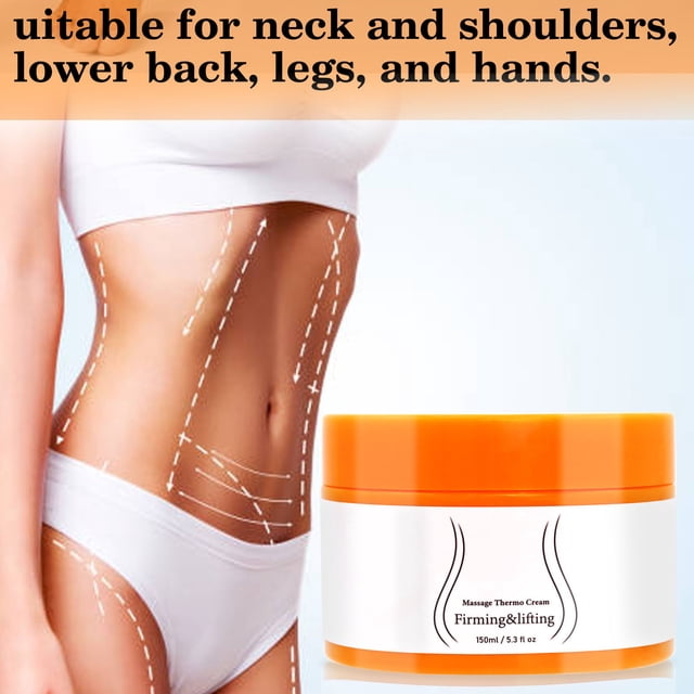 Fiudx Artículos en oferta con ofertas flash Crema de masaje calentadora firme para el vientre y el muslo mejora la línea muscular crema de masaje moldeadora corporal 150ml