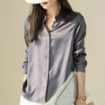 thumbnail image 5 of Summer Tops, Tops for Women Trendy, Women's Silk Satin Blouse Button Down Long Sleeve Casual Loose Fit Work Top for Comfort and, 5 of 6