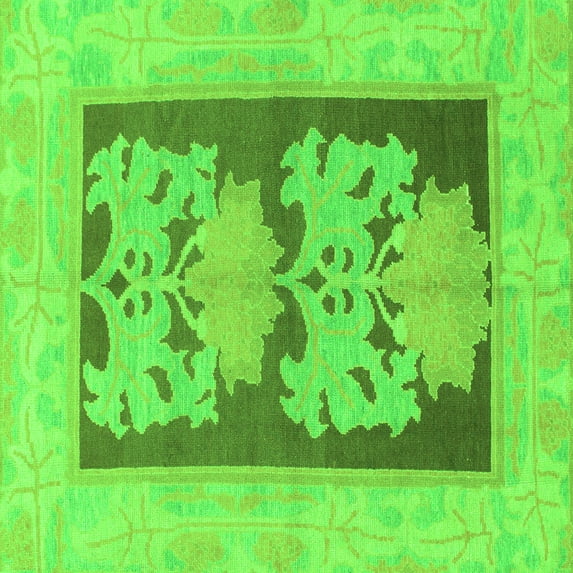 Ahgly Company Indoor Square Abstract Green Modern Area Rugs, 8' Square