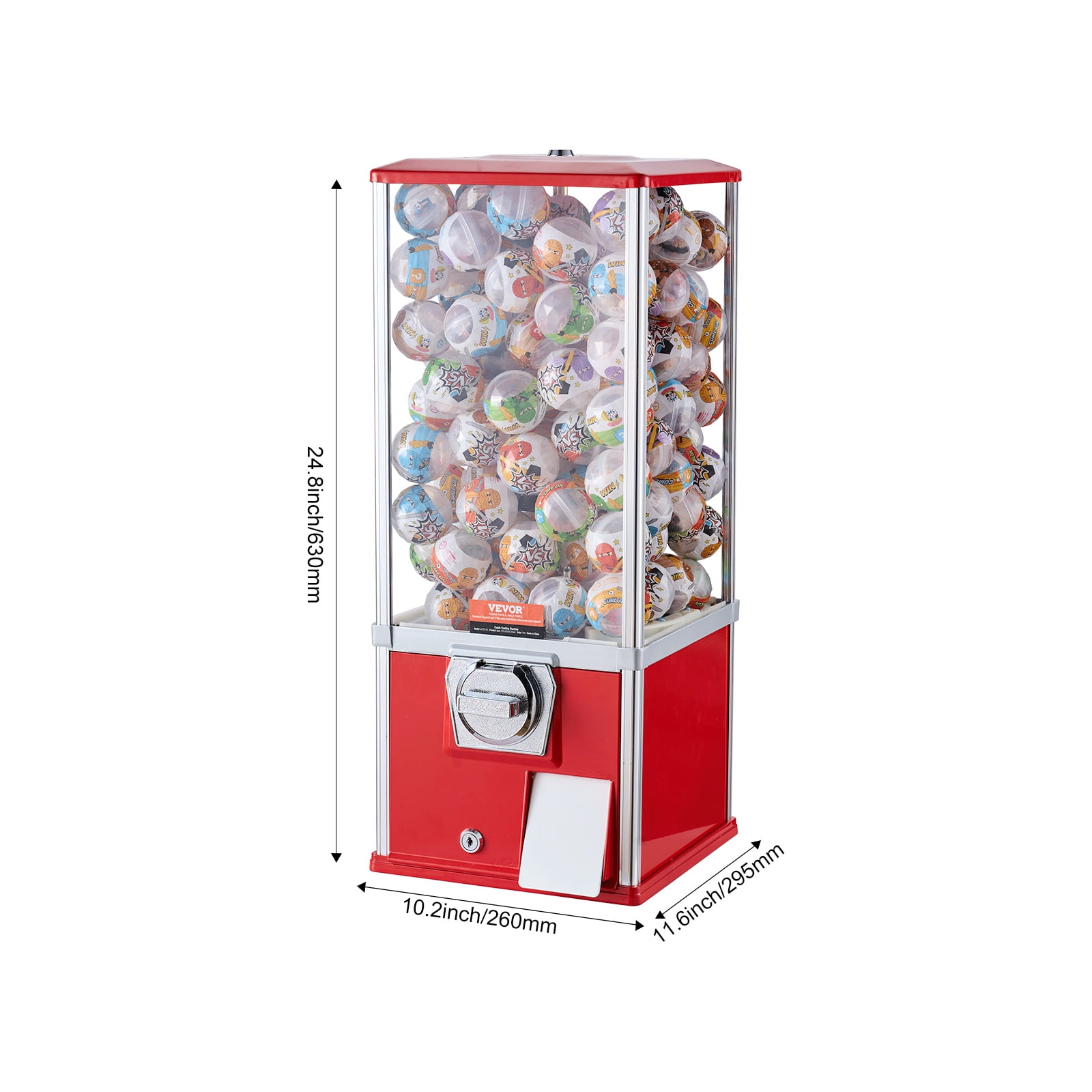 KFFKFF 25"H Gumball Machine Vending Coin Bank Vintage Gumballs Dispenser PS Red