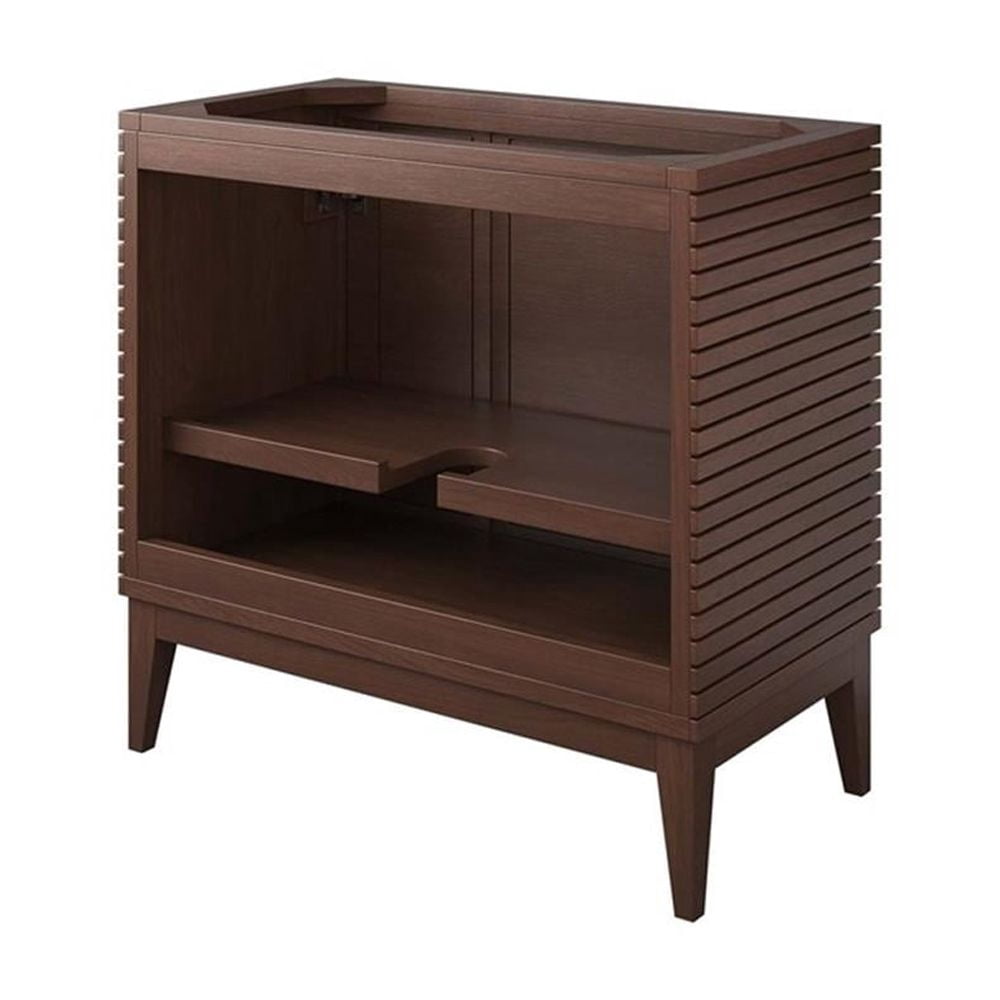 Modway Ledger 36" 2-Door Wood Bathroom Vanity Cabinet in Walnut