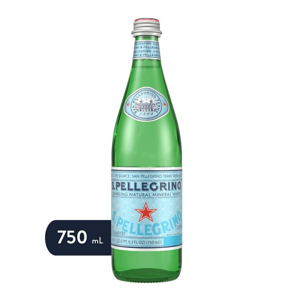 S.Pellegrino Sparkling Natural Mineral Water, 25.3 fl oz. Glass Bottle