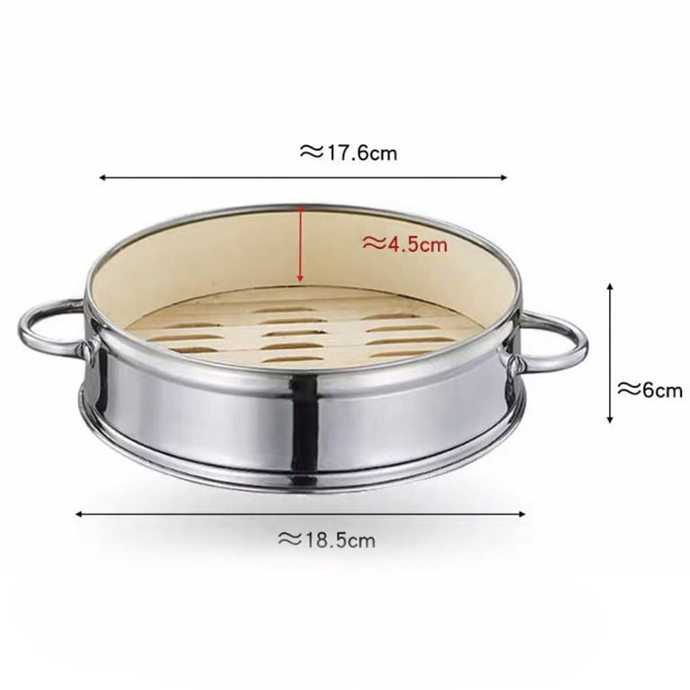 20cm Food Steamer Basket Practical Stainless Steel Handles Steamer Useful Bun Steamer Grid for Home Kitchen Restaurant (Silver), Size: 20 cm