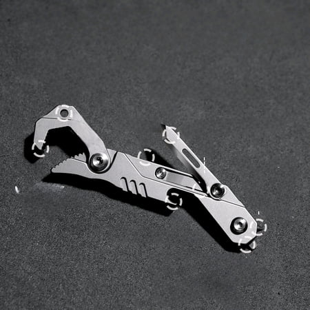 EDC Multitool 7 in 1 with knife Wrench Folding Knife Screwdriver Bottle Opene Ruler Urgent Car Window Breaker and Seatbelt Cutter EDC Pocket Multi Tool for Gifts for Men (Bright silver)