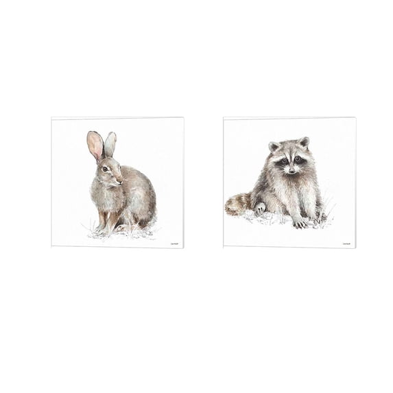 Great Art Now Forest Friends by Lisa Audit 2 Piece Canvas Art Set Each 14"W x 14"H
