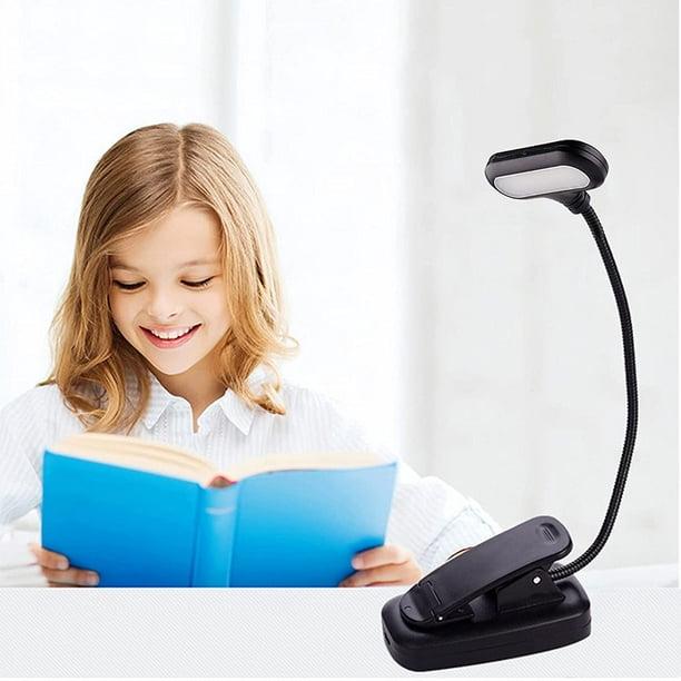 Lampe de lecture – Lampe de lecture rechargeable pour lire au lit la nuit,  lampe de lecture LED Eye-Care Clip sur livre, pour liseuse, tête de lit,  bureau, école, cadeau pour les