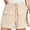 Beige, variant on Chiclily Womens Lightweight Shorts Deep Gray S Casual Summer Wide-Leg Shorts Waffle Knit Drawstring Shorts with Pockets