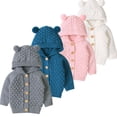 thumbnail image 4 of Douhoow Unisex Baby Knit Cardigan Coat Winter Warm Hooded Sweater 0-24M, 4 of 5