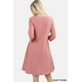 thumbnail image 2 of Women Round Neck 3/4 Sleeve Classic A-Line Dress w/ Side Pockets, 2 of 3
