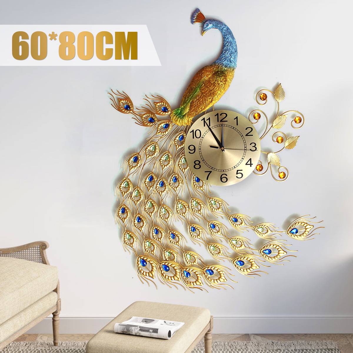 Color : C Wall Clock Quartz Clock 16-inch Round European Mute Personality Living Room Clock Quartz Clock FANJIANI