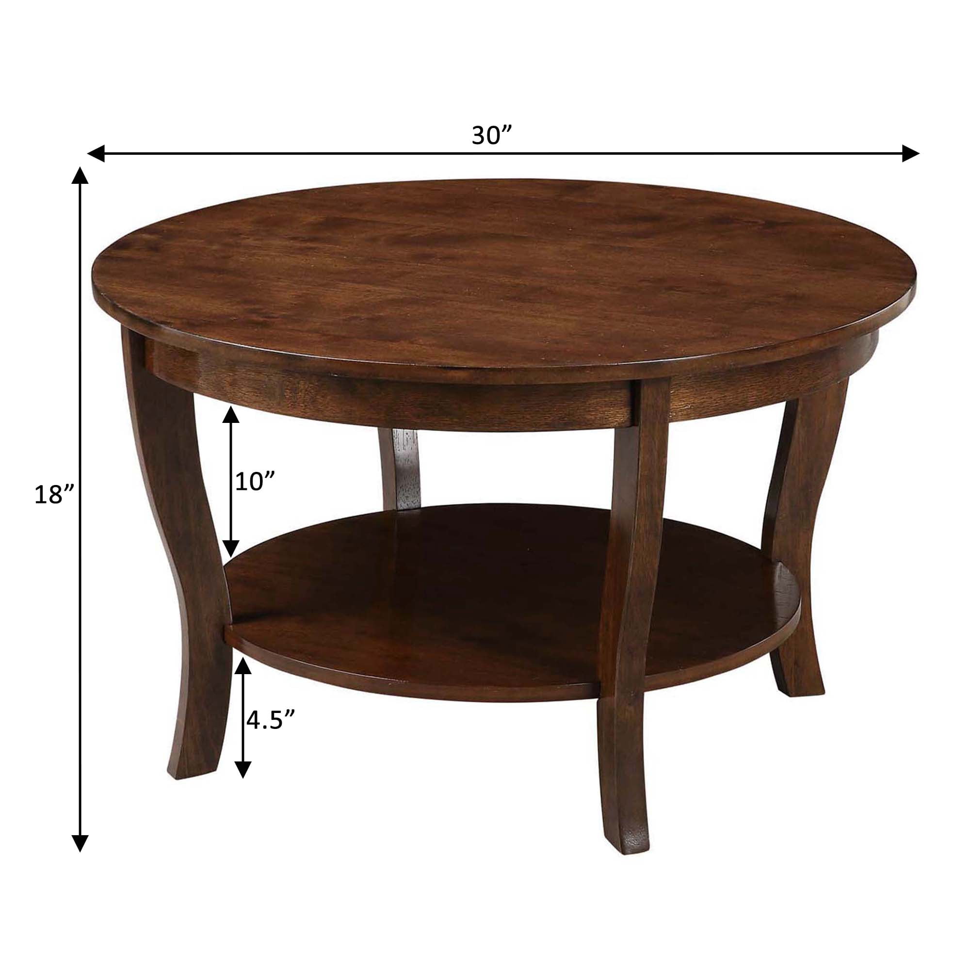 Convenience Concepts American Heritage Round Coffee Table 30" in Espresso Wood