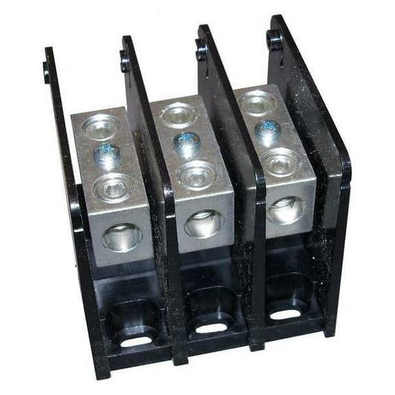 Power Distribution Block, Open, 3 Pole, 175 A Copper, 1,000 V AC/DC, Screw