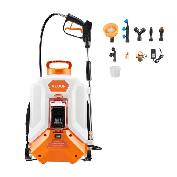 4 Gallon Battery Powered Backpack Sprayer – 0-90 PSI Adjustable Pressure, 4H Runtime – for Lawn, Yard & Garden Weed Killer, Fertilizer & Pest Control