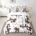 thumbnail image 2 of Manfei Pixel Geometric 7-Piece Twin Bedding Sets,Modern Abstract Geometric Bedding Comforter Set,Brown Gray White Sheet Sets For Girls,Breathable Home Decor Reversible, 2 of 8