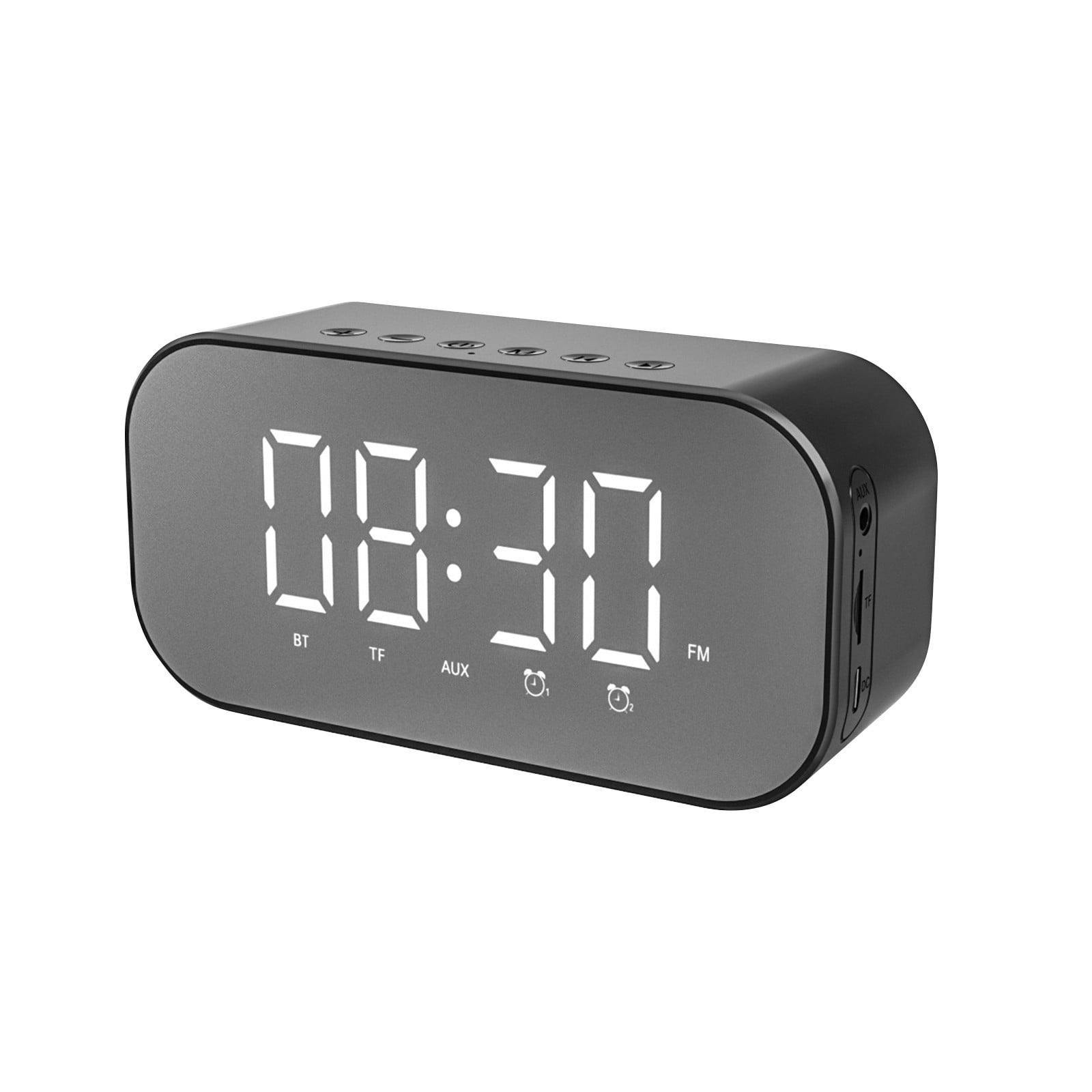 Bluetooth 4.2 Wireless Stereo Subwoofer Speaker FM Radio Alarm Clock Thermometer 