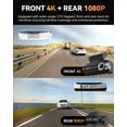 thumbnail image 3 of Dash Cam Front Rear 4K Built-in 5G WiFi GPS, Voice Control, 3.39 inch IPS Screen, Dual Dash Camera for  Includes 64GB SD Card,  Night Vision, 24H Parking , Supercapacitor, Type C, WDR, 3 of 7