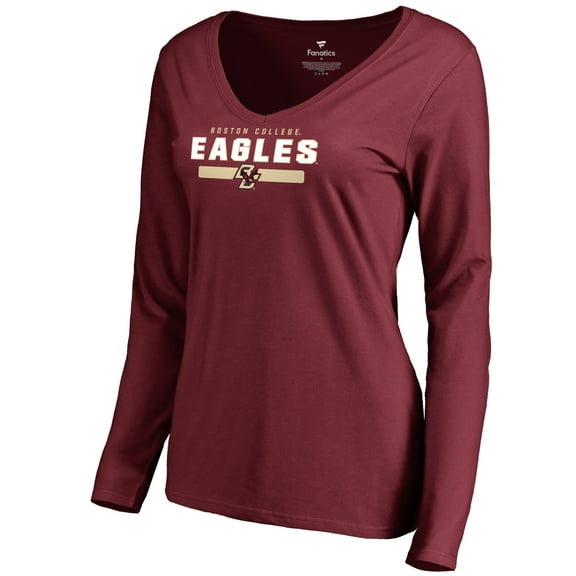 Women's Maroon Boston College Eagles Team Strong Long Sleeve V-Neck T-Shirt