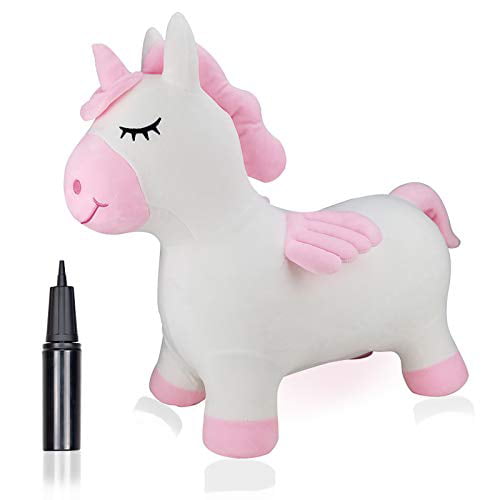 Jumping Horse Include Pump Inflatable Ride-on Animal Toy for Kids/ Children/ Boys/ Girls Plush Covered Bouncy Unicorn Hopper for Toddlers-Hopping/Bouncing/Bounce Horse 