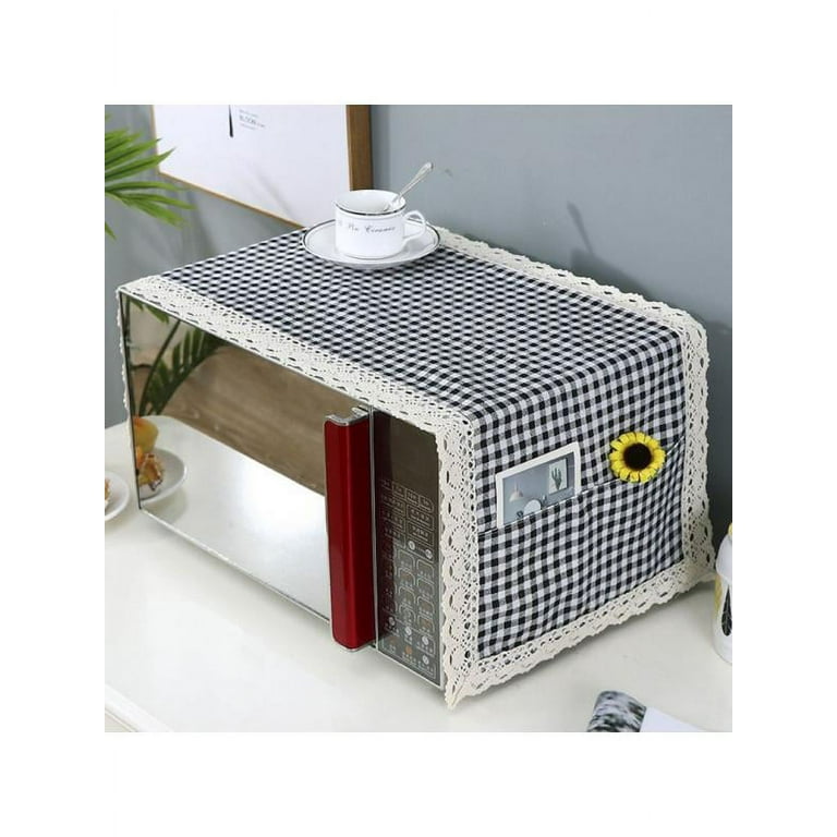 Microwave Oven Top Cover Dustproof Linen Machine Protector Decorative  Kitchen Appliance Cover with Side Storage Pockets 11.8x35.4inches Sunflower