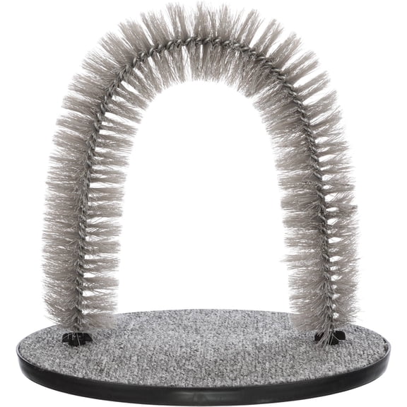 TRIXIE Cat Massager and Self Grooming Arch, Bristle Ring Brush, Carpet Scratcher, Gray