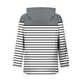 thumbnail image 4 of Weiqiqre Jacket for Women Striped Drawstring Full Zip Jacket Hooded Drop Shoulder Jackets, 4 of 7