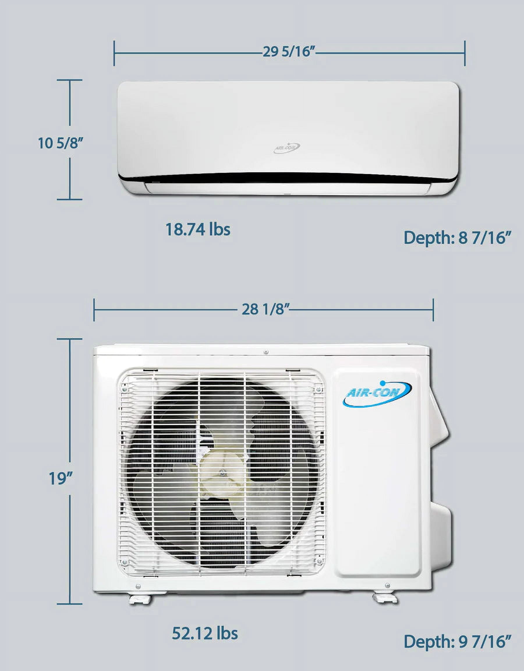 Air-Con Titanium 9000 BTU Ductless Mini Split Air Conditioner Heat Pump System 19 SEER 110-120V