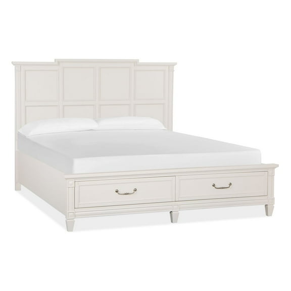 Magnussen Home Willowbrook Egg Shell White With Slight Rub Through King Panel Storage Bed