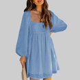 thumbnail image 2 of Vestido de manga larga suave para la piel, doble capa, manga raglán, vestido de túnica de verano para mujer de verano, 2 of 6