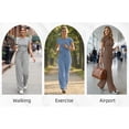 thumbnail image 5 of UVN Summer 2 Piece Outfit Set for Women Ruched Short Sleeve Tops and Wide Leg Pants with Pockets Casual Tracksuit Sets Ladies Loungewear, 5 of 10