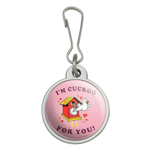I'm Cuckoo For You Crazy Clock Funny Humor Jacket Handbag Purse Luggage Backpack Zipper Pull Charm