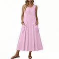 thumbnail image 6 of SBYOJLPB Women's Sleeveless Round Neck Spring and Summer Solid Color Dress, 6 of 6