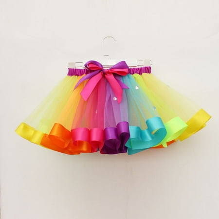 

Cathalem Baby Girls Swaddles Dance Ballet Costume Kids Girls Tulle Toddler Rainbow Baby Party Skirt Girls Young Girls Outfits Childrenscostume Multicolor Small