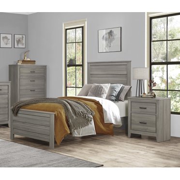 5Pc Contemporary Style Queen Size Bed Set Dresser Mirror Nightstand ...