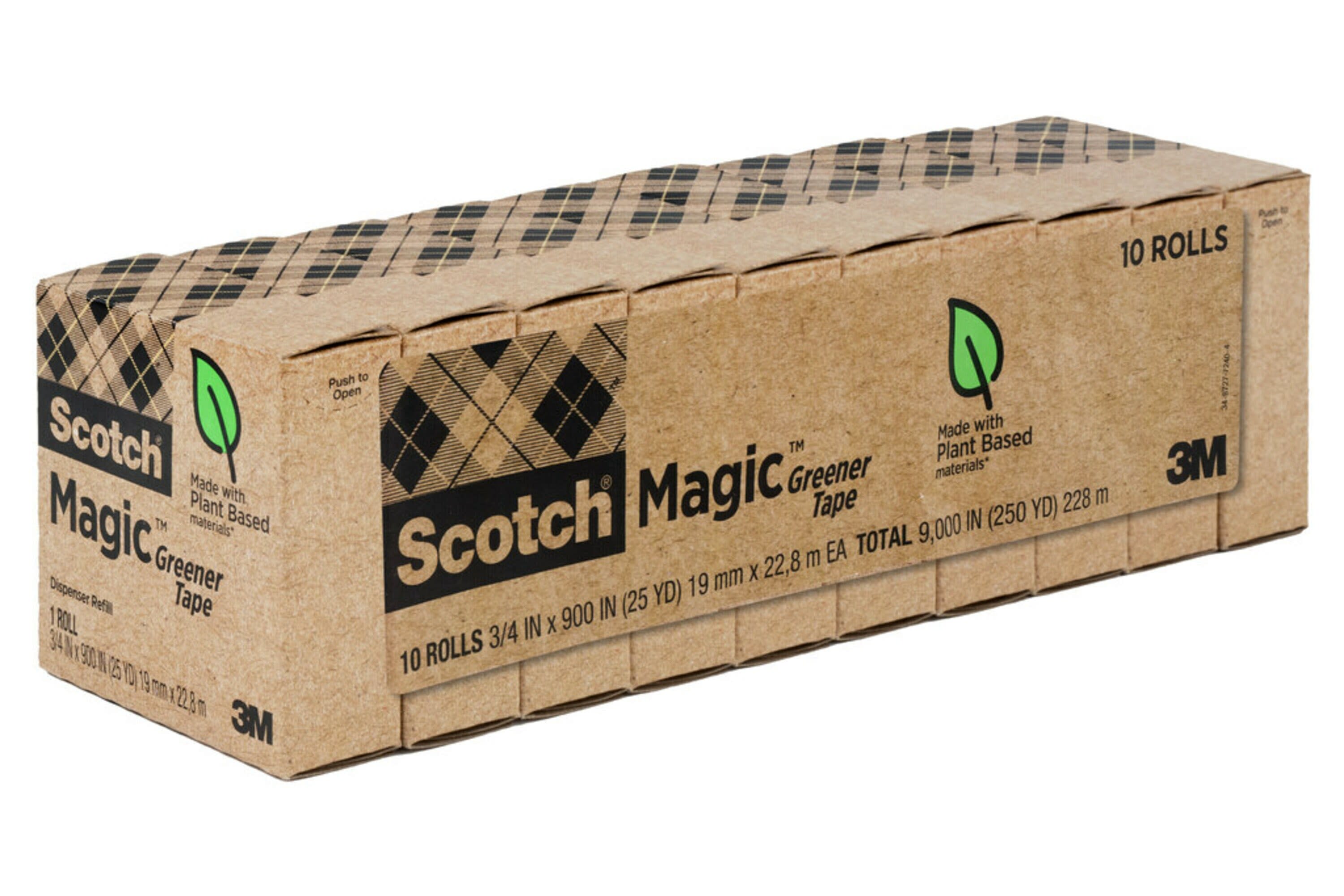 Scotch Magic Greener Tape, Invisible, 0.75 in. x 900 in., 10 Tape Rolls 