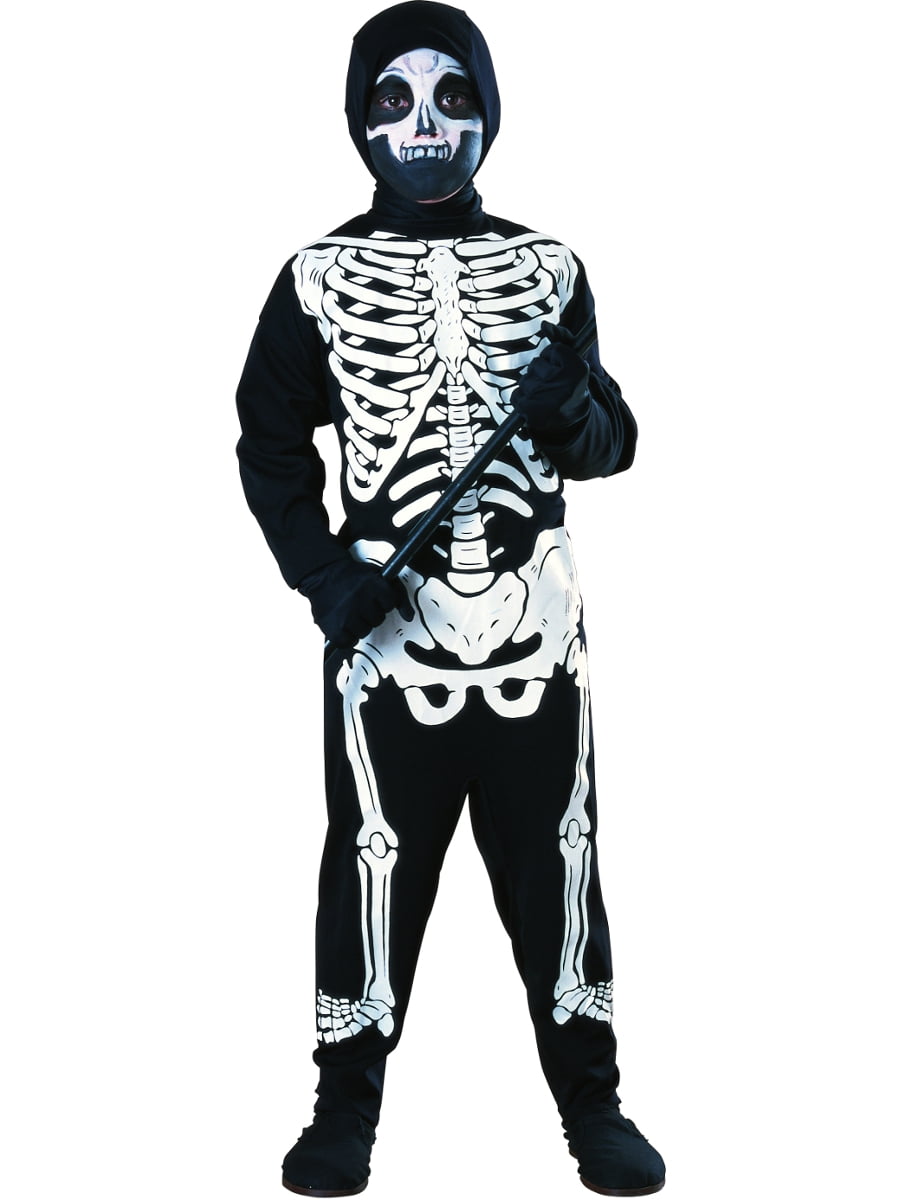 Boys Light Up Skull Demon Ghost Halloween Horror Fancy Dress Costume Outfit