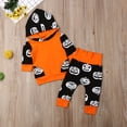 thumbnail image 2 of Newborn Baby Boys Girls Halloween Outfits Pumpkin Long Sleeve Hooded Tops and Pants Clothes Set, 2 of 6