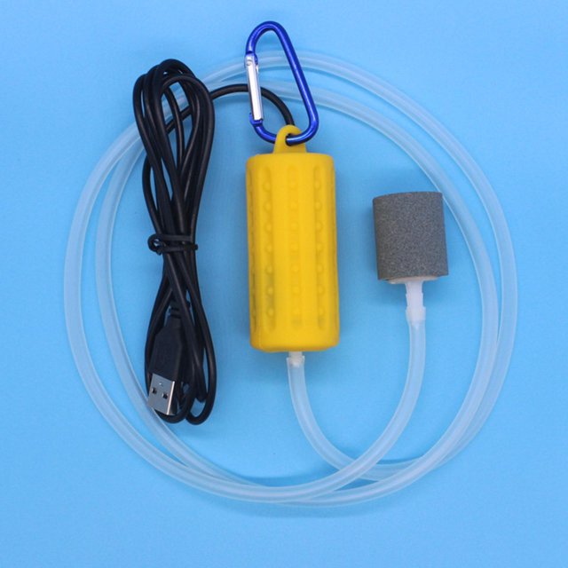 BELOVING 1Set Mini Aquarium Air Pump Set Portable USB Mute Energy Save Oxygen for Yellow