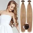 thumbnail image 2 of SEGO I Tip Hand-Tied Human Hair Extensions Cold Fusion Off Black 100 Strands Soft Straight Remy Hair Pre Bonded Stick Shoelace Tips, 2 of 8