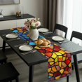 thumbnail image 2 of Blue Red Yellow Table Runner 72 Inches Long, Modern Colored Rainbow Stained Glass Kitchen Coffee Dining Table Decoration for Home Party Birthday Wedding Home Decor 18x72 Inches, 2 of 8
