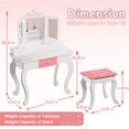thumbnail image 7 of SESSLIFE Vanity Sets for Girls, Vanity Play Set with Drawers, Dressing Table Dresser Wooden Toy Makeup Vanity Table & Stool with 3 Foldable Mirror, White, 7 of 7