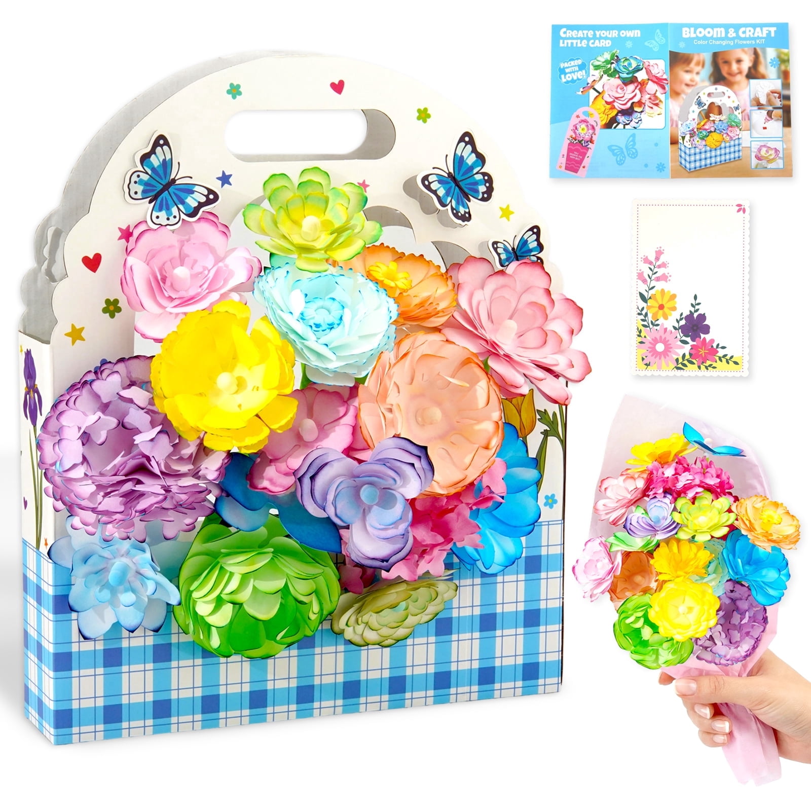 Petal Floral Art Kit ，DIY Paper Flower Craft Set, 3D Realistic Flowers with Colored Petals For Girls, Creative Artistic Fun Bouquet Craft Fun & Educational Arts Mother's Day, Birthdays, Parties.