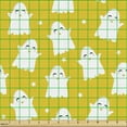 thumbnail image 2 of Cartoon Fabric by the Yard, Pattern with Happy Ghost and Stars, Decorative Upholstery Fabric for Chairs & Home Accents, Earth Yellow and White by Ambesonne, 2 of 5