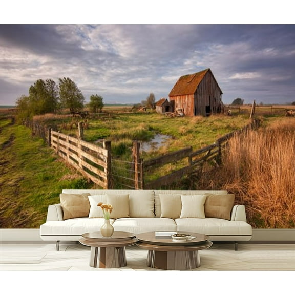 Peel and Stick Wallpaper Waterproof old barn island texel netherlands dutch old farm Wall Mural Decor Self Adhesive and Removable 69in x 98in