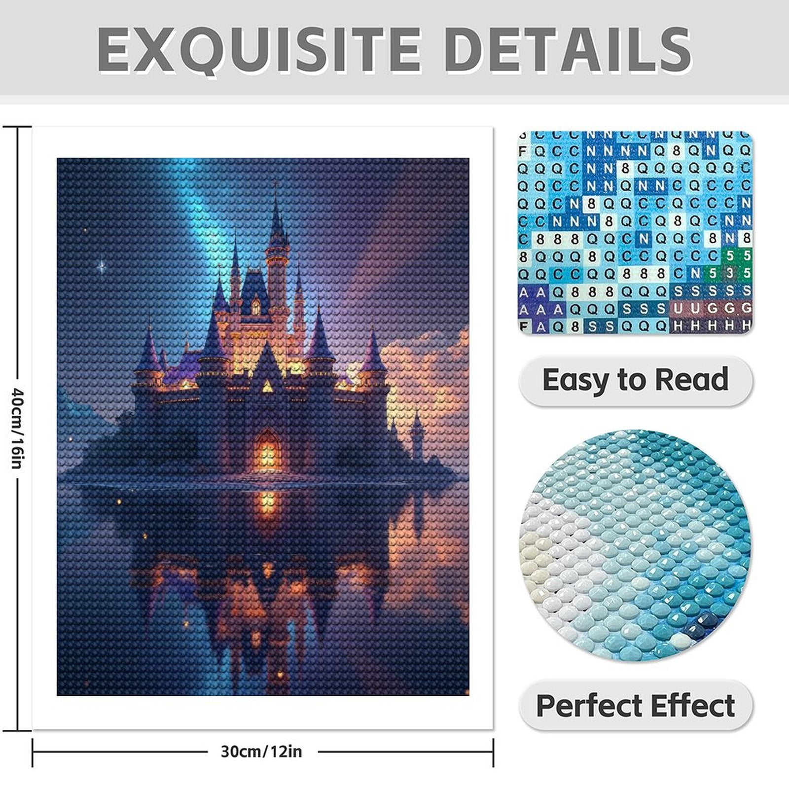 Diamond Art Kits for Adults - Classic Castle Print No.68 5D Frameless Dimond Painting Kit for Adults Beginner, Round Diamond Kits for Home Wall Decor, Gift for Women