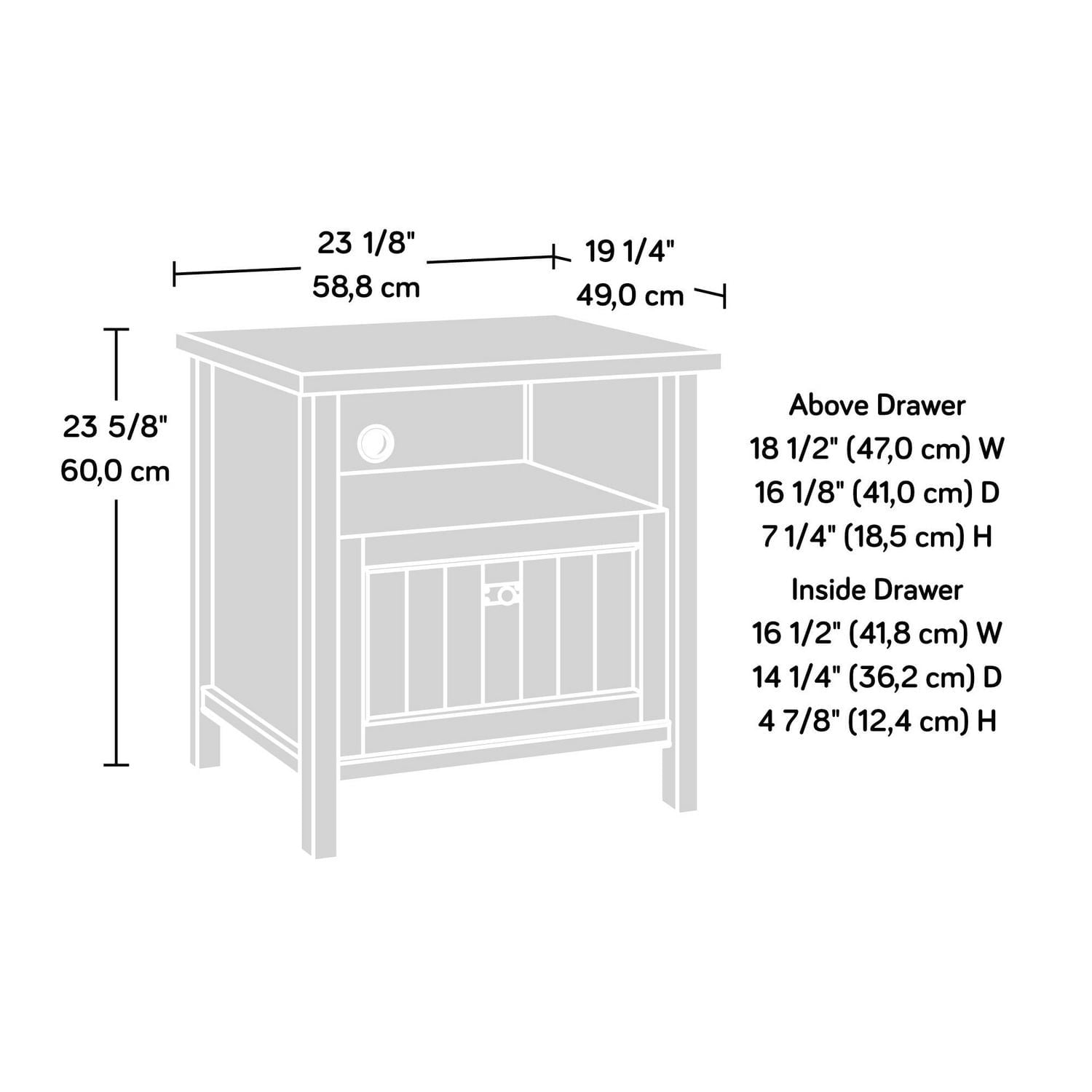 Sauder La Collection Costa Chevet, Finition Chalked Chestnut, 427888