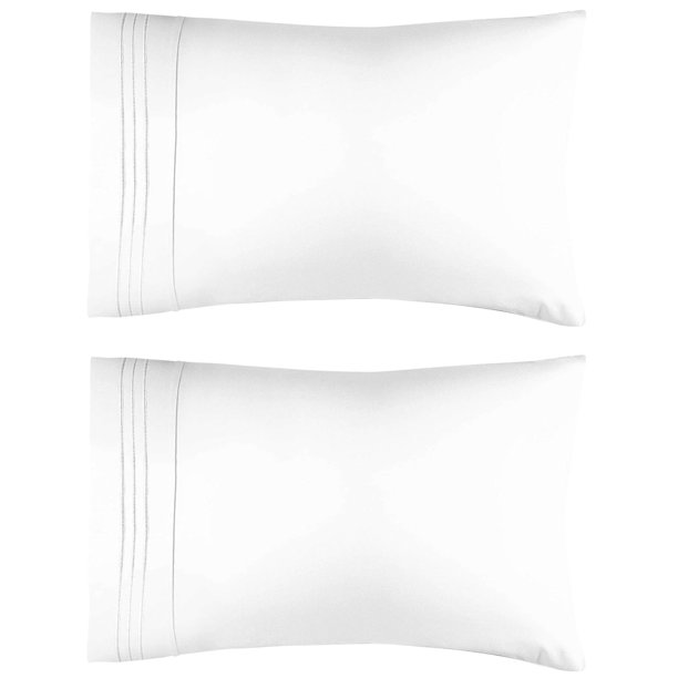 Juego de fundas de almohada CGK Unlimited tamaño queen, color blanco (2 piezas)