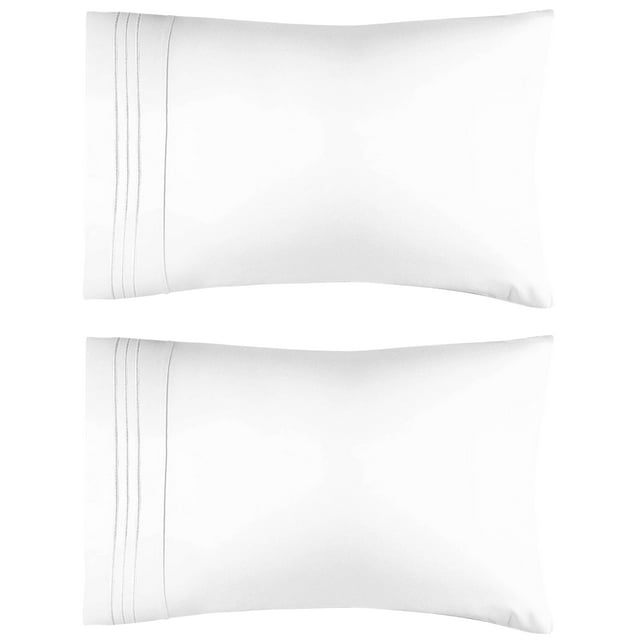 Juego de fundas de almohada CGK Unlimited tamaño queen, color blanco (2 piezas)