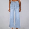 thumbnail image 2 of Casual Yoga Pants for Women New Women's Straight Leg Jean Casual Loose Wide Leg Cropped Denim Pants Fashion Versatile Daily Pants with Pockets, 2 of 6
