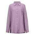 thumbnail image 4 of Pxiakgy Women's Button Down Shirts Daily Solid Shirts Tops Workout Blouse Loose Fit Shirt Oversize Casual Boyfriend Long Sleeve Button Up Shirt Plus Size Blouses Tops with Pocket Purple 3Xl, 4 of 5