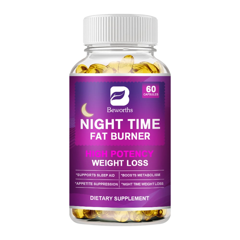 (1 Pack) Beworths Night Time Weight Loss Pills, Boost Metabolism, Appetite Suppressant, Fat